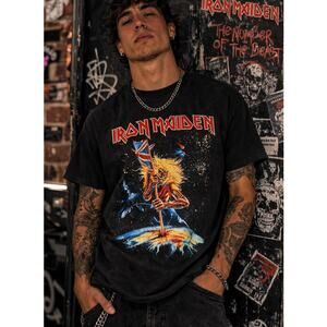Iron Maiden Number of the Beast Graphic Band Tee Black Rock Shirt Medium NWOT